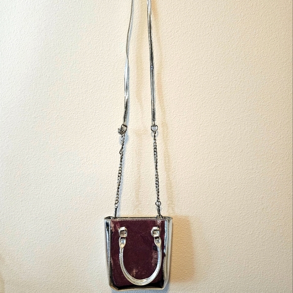 No Boundaries Handbags - No Boundaries brand Silver Metallic Tote Crossbody